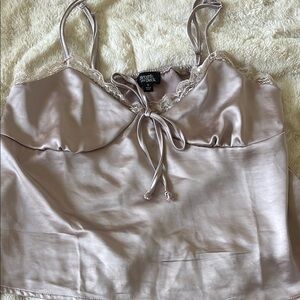Elegant Satin Lace Trim Top